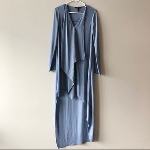 BCBGMAXAZRIA Kyndal Blue Cascade Hi Low Dress, XXS